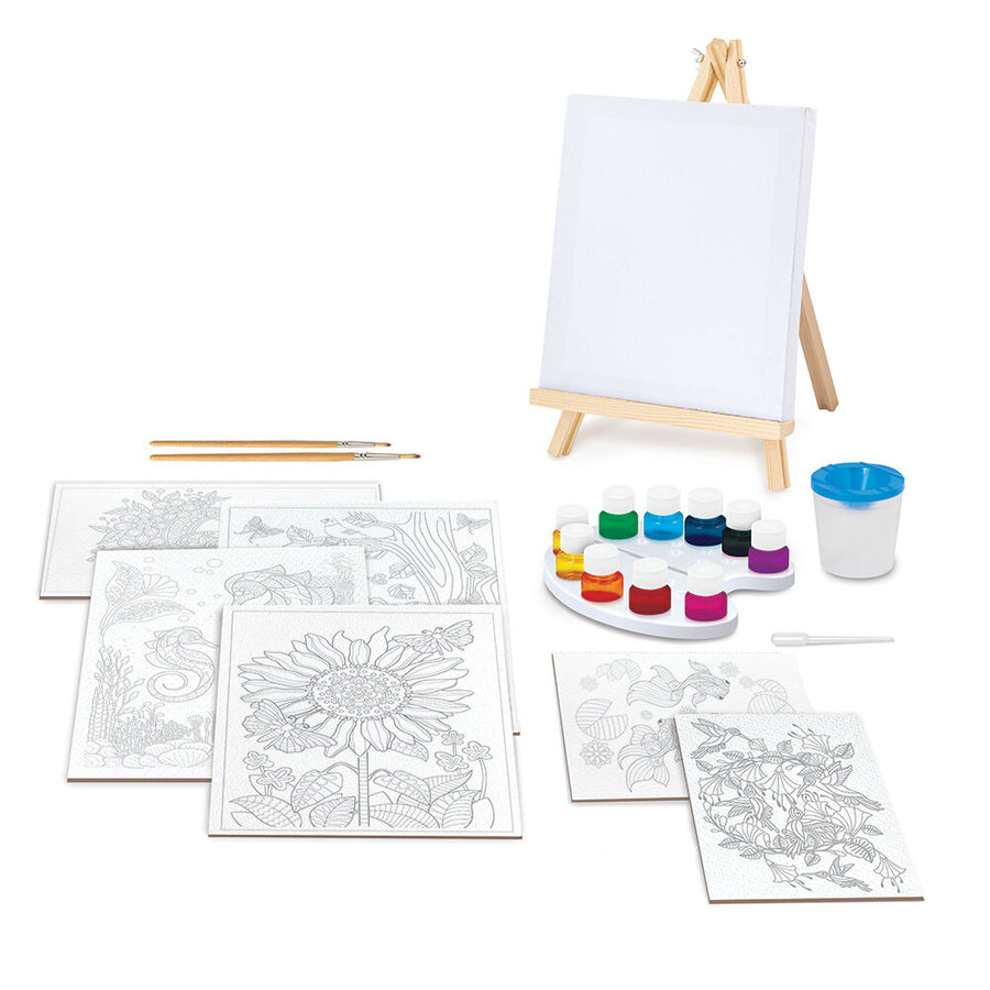 HappiHobbi Εργαστήριο Ζωγραφικής Χρώματα Ακουαρέλας Σετ Ζωγραφικής Με Ξύλινο Καβαλέτο (1038-11043) - Fun Planet