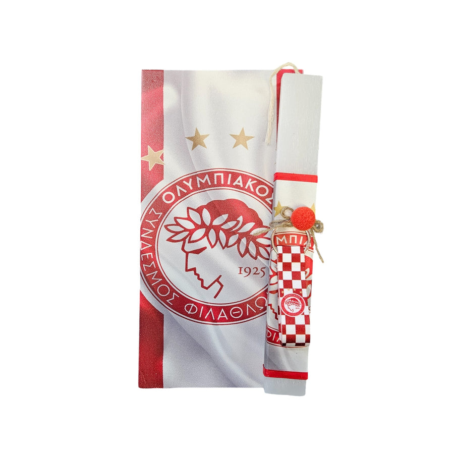 Λαμπάδα Αρωματική με Καμβά 30x15x2εκ και Μπρελόκ Ολυμπιακός (K73) - Fun Planet