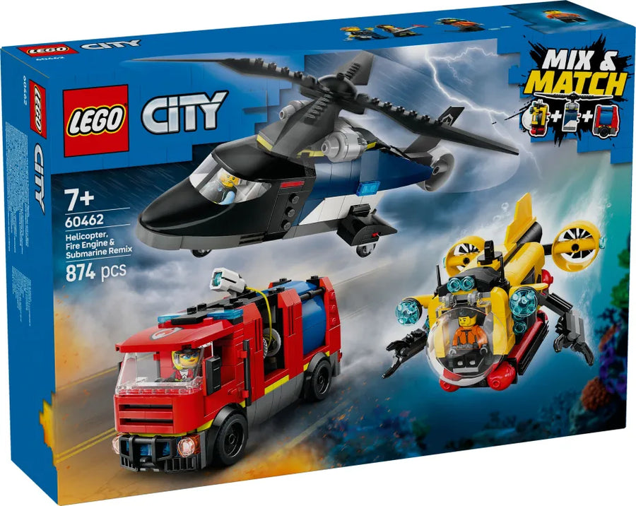 LEGO City Helicopter, Fire Truck & Submarine Remix (60462) - Fun Planet
