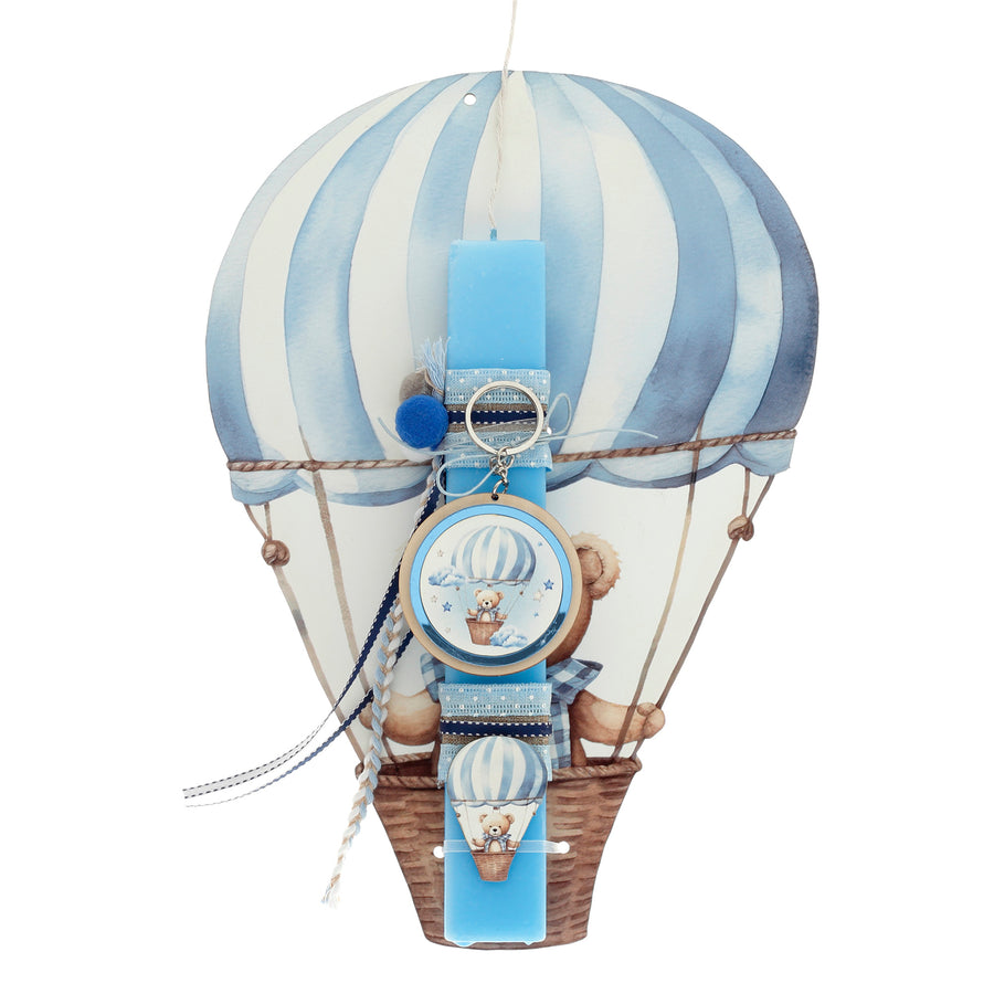 Λαμπάδα Πασχαλινή Στολισμένη με Πλάτη Αρκούδος Αερόστατο (41-1298) - Fun Planet