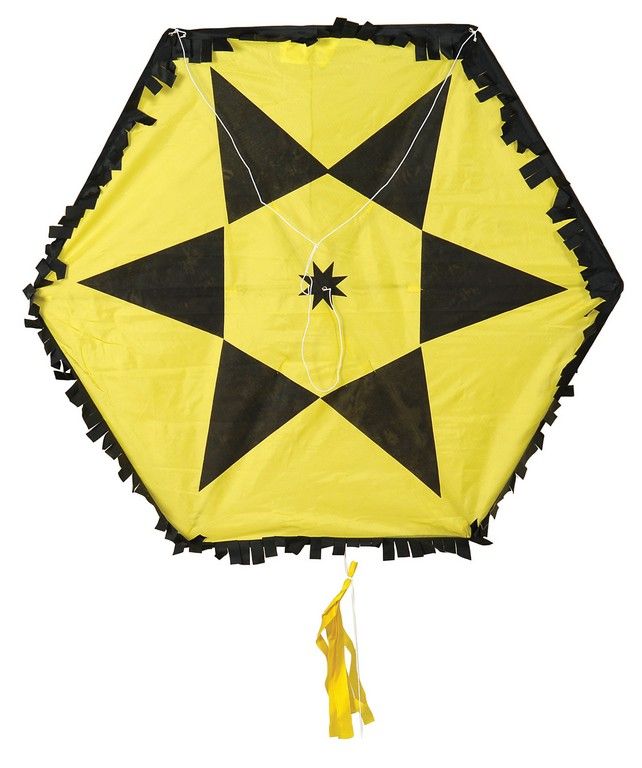 Αετός Αστέρι Κίτρινο με Ζύγια και Ουρά Αδιάβοχο 100cm (Λ100Α) - Fun Planet