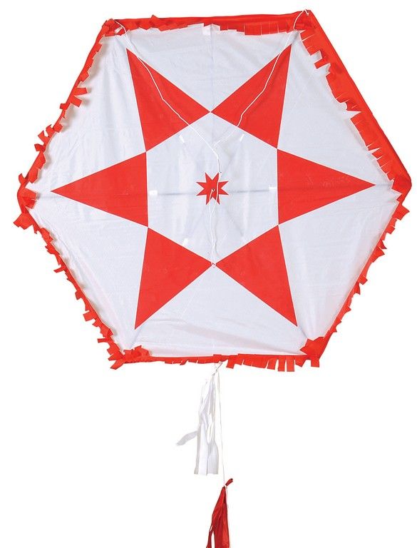 Αετός Αστέρι Κόκκινο με Ζύγια και Ουρά Αδιάβοχο 120cm (Λ120Α) - Fun Planet