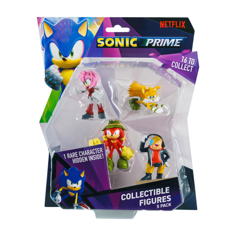 Sonic Prime 5 Pack S1 Collectible Figure 6.5cm Amy Rose - Tails - Knuckles - Doctor Don't - Including 1 Rare Hidden (SON2040) - Fun Planet
