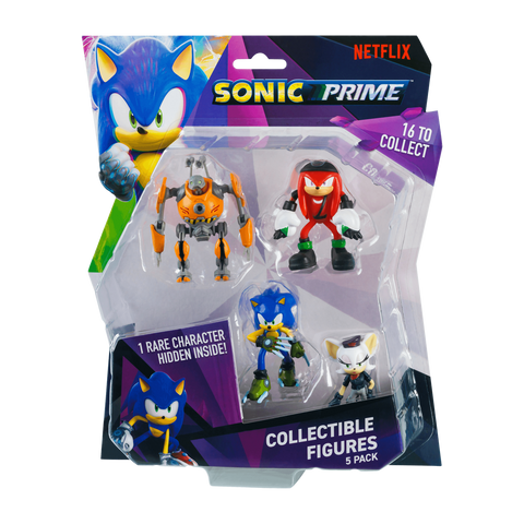 Sonic Prime 5 Pack S1 Collectible Figure 6.5cm Sonic - Eggforcer - Renegade Knucks - Rebel Rouge - Including 1 Rare Hidden (SON2040) - Fun Planet
