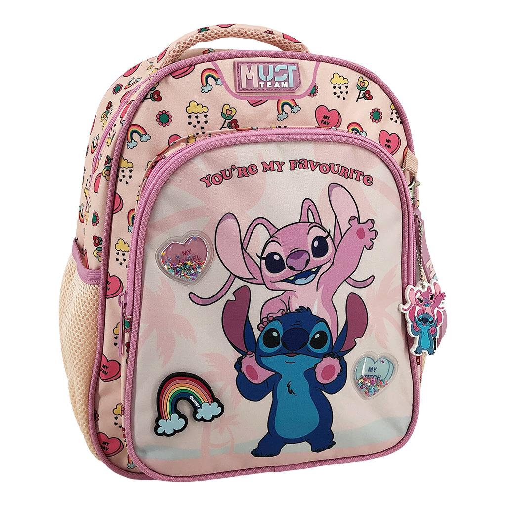 Σχολική Τσάντα Πλάτης Νηπίου 27x10x31εκ 2 Θήκες Disney Stitch & Angel You Are My Favourite Must (565888)