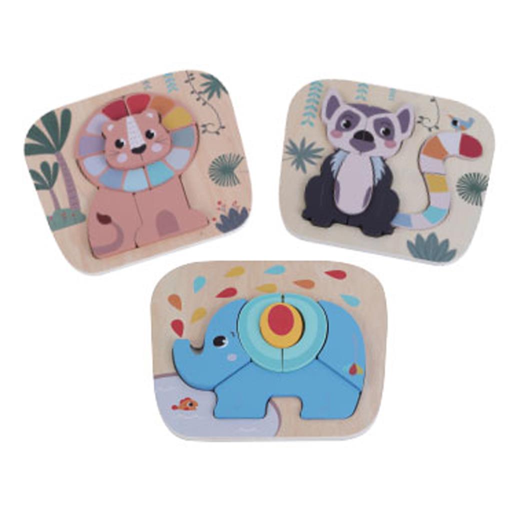 Παζλ Ξύλινο Ζώα Ζούγκλας 22,5x1,7x19,7εκ Luna Toys 1 τεμάχιο (623055)