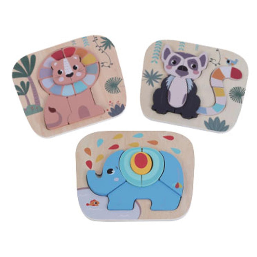 Παζλ Ξύλινο Ζώα Ζούγκλας 22,5x1,7x19,7εκ Luna Toys 1 τεμάχιο (623055)