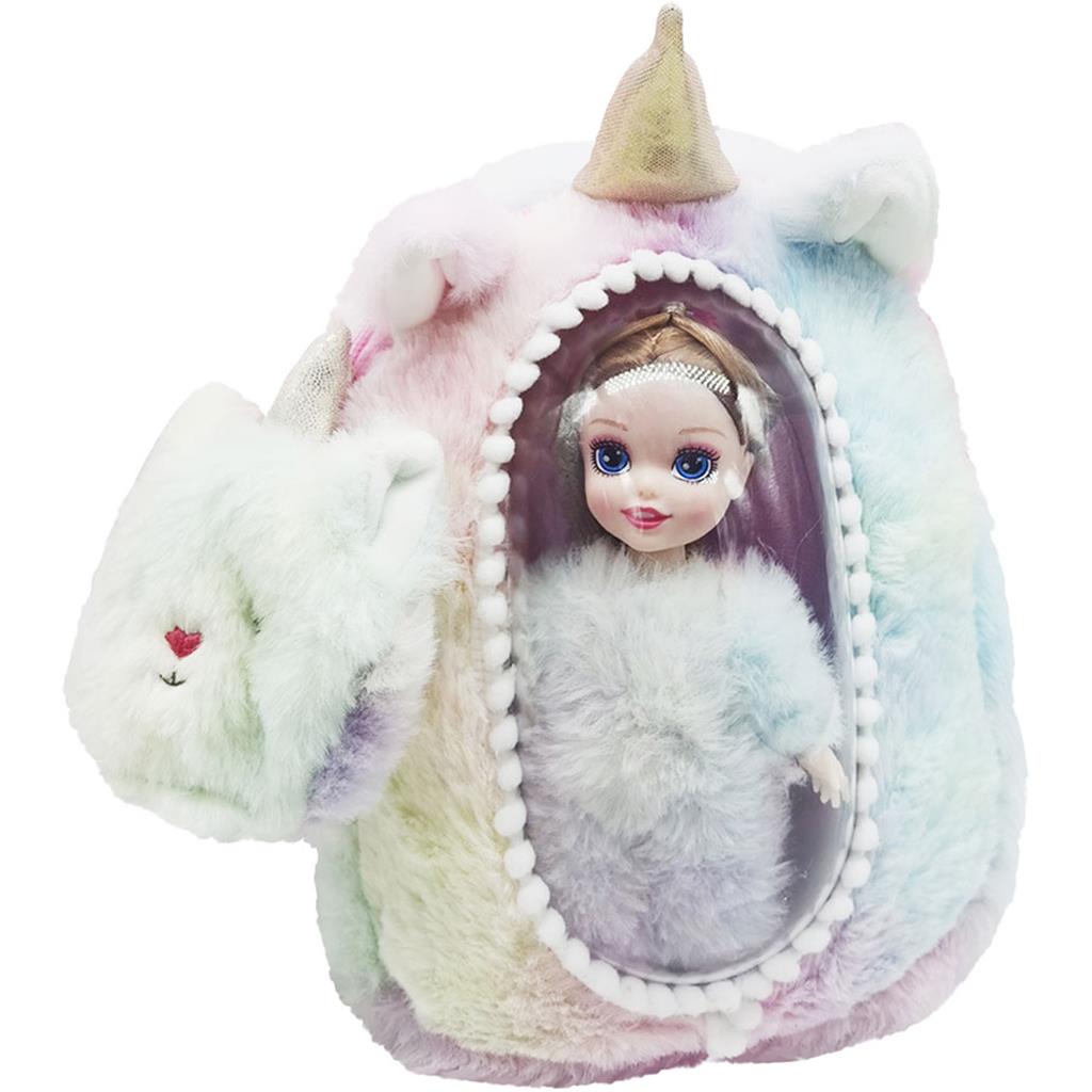 Τσάντα Πλάτης Λούτρινη με Κούκλα Luna Toys 20x9x27,5εκ (623228)