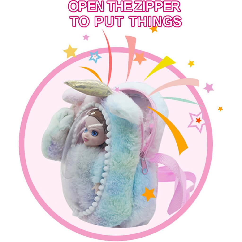 Τσάντα Πλάτης με Κούκλα Μωβ Luna Toys 20x9x27,5εκ (623229)