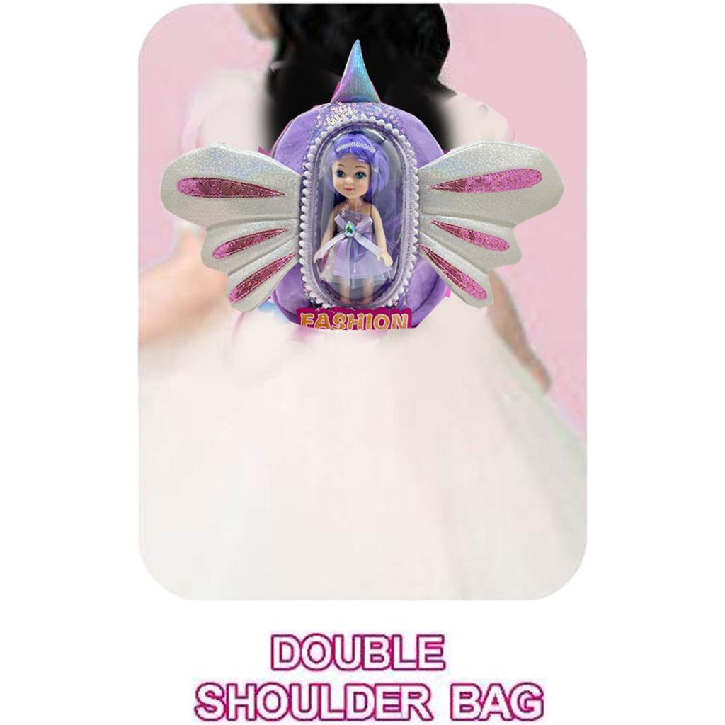 Τσάντα Πλάτης με Κούκλα Μωβ Luna Toys 20x9x27,5εκ (623229)