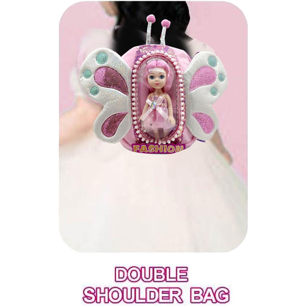 Τσάντα Πλάτης με Κούκλα Ροζ Luna Toys 20x9x27,5εκ (623230)