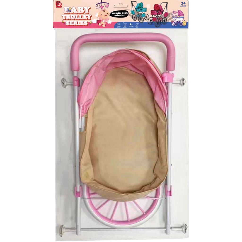Καρότσι Κούκλας Ροζ-Μπεζ με Τσαντα 36x62x68εκ Luna Toys  (623268)