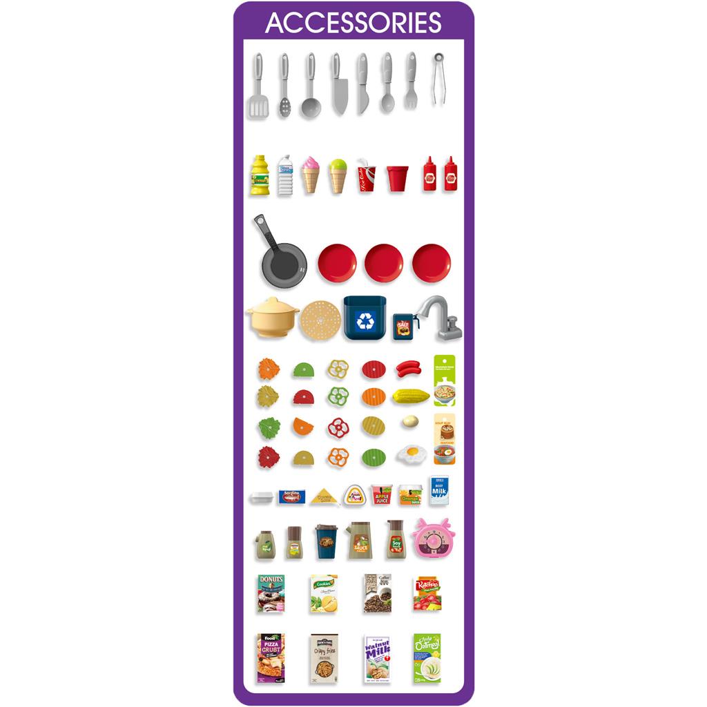 Κουζίνα Ροζ 92εκ με Φως Ήxο και Σπρέι Νερού 95 τεμάχια 49x13x66εκ Luna Toys (623326)