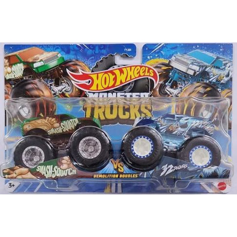 Hot Wheels Monster Trucks Demolition Doubles Οχήματα Σετ των 2 Smash-Squatch VS 32 Degrees (HLT65) - Fun Planet