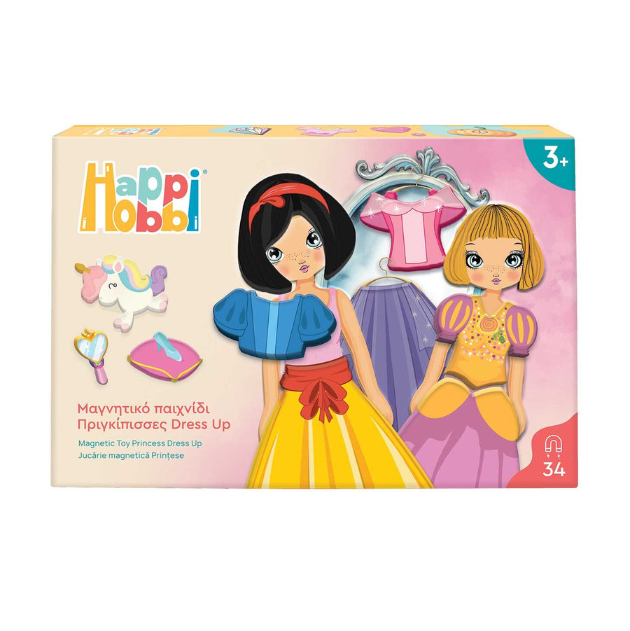 HappiHobbi Πριγκίπισσες Dress Up 34 Εκπαιδευτικοί Χάρτινοι Μαγνήτες (1029-64081) - Fun Planet