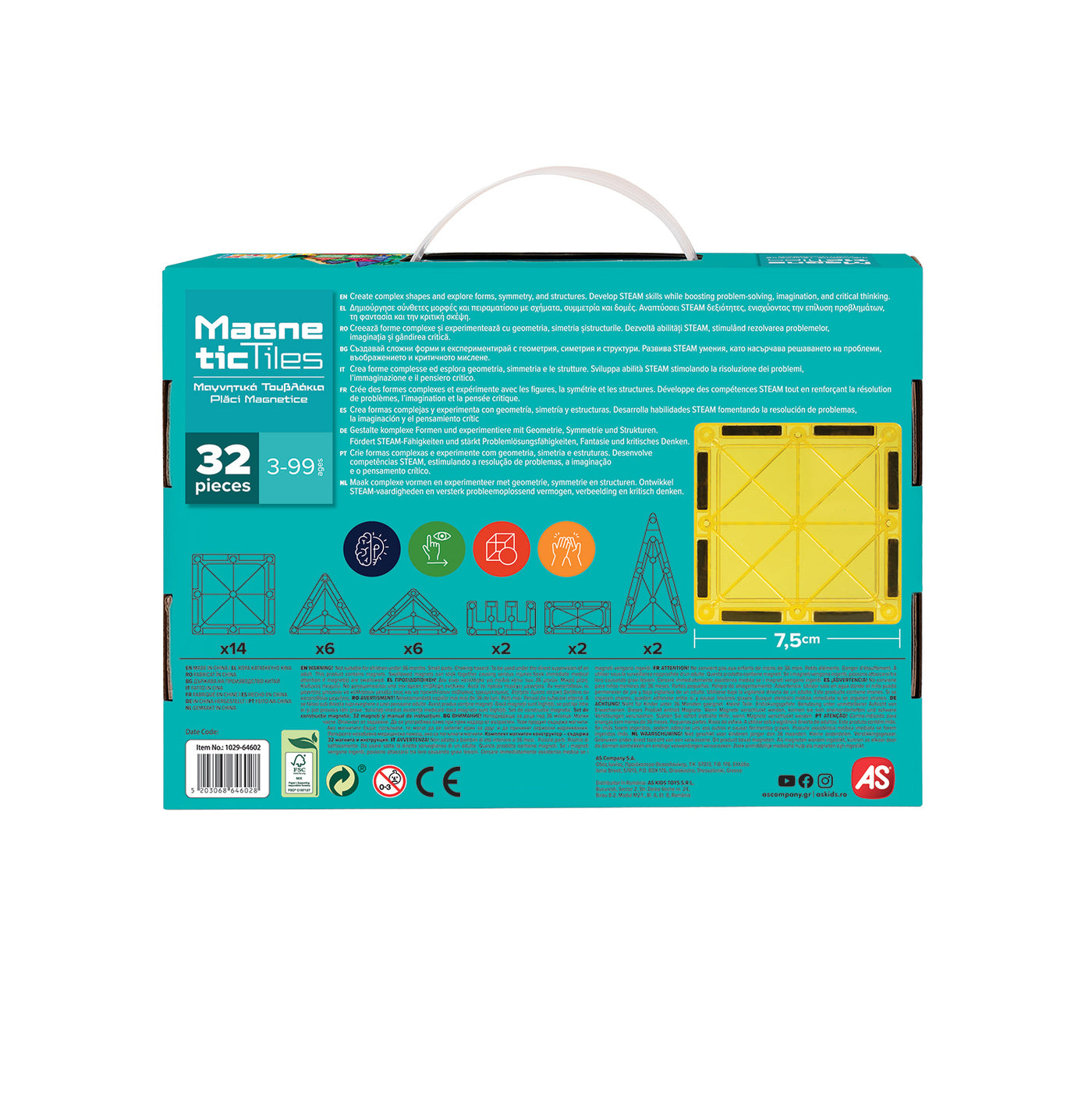 HappiHobbi Μαγνητικά Τουβλάκια Classic Set 32 τεμάχια (1029-64602)