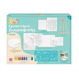 HappiHobbi Εργαστήριο Ζωγραφικής Ακρυλικά Χρώματα Σετ Ζωγραφικής Με Ξύλινο Καβαλέτο (1038-11042)
