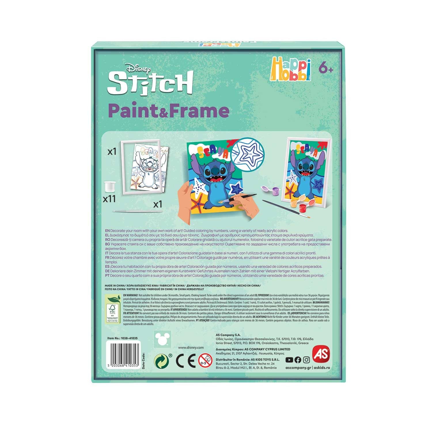 HappiHobbi Paint & Frame Paint by Numbers Disney Stitch (1038-41035) - Fun Planet