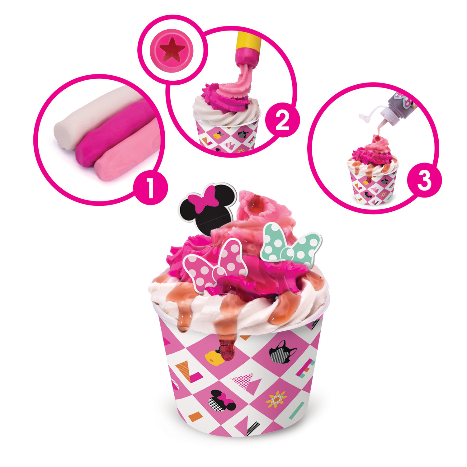 Πλαστελίνη Disney Minnie Φτιάχνω Παγωτό Με Σιρόπι Και Sprinkles Με 5 Βαζάκια 250γρ (1045-03616) - Fun Planet