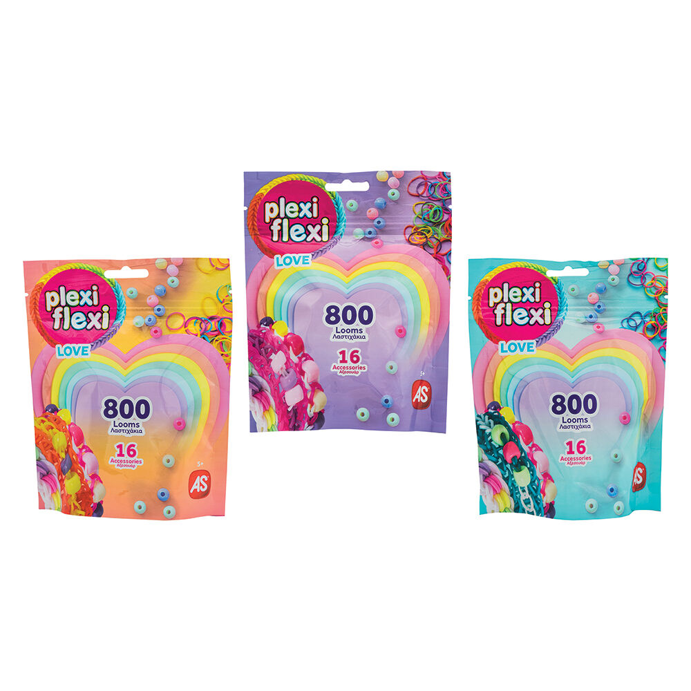 AS Plexi Flexi Love Σακουλάκι Με 800 Λαστιχάκια & 16 Αξεσουάρ (1080-25572) - Fun Planet