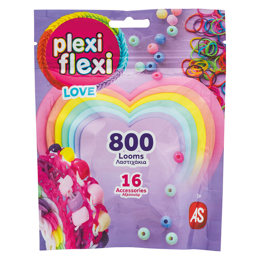 AS Plexi Flexi Love Σακουλάκι Με 800 Λαστιχάκια & 16 Αξεσουάρ (1080-25572) - Fun Planet