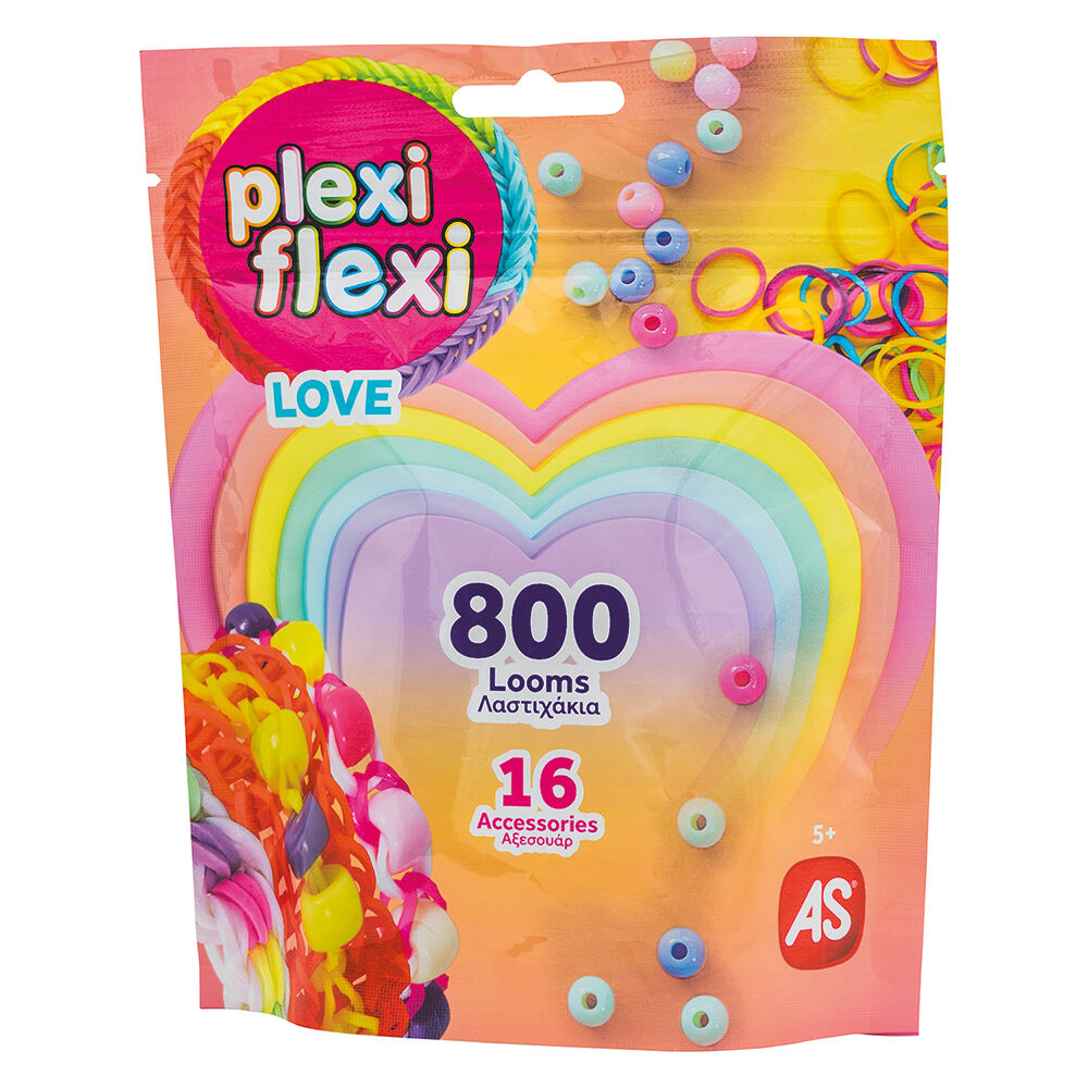 AS Plexi Flexi Love Σακουλάκι Με 800 Λαστιχάκια & 16 Αξεσουάρ (1080-25572) - Fun Planet