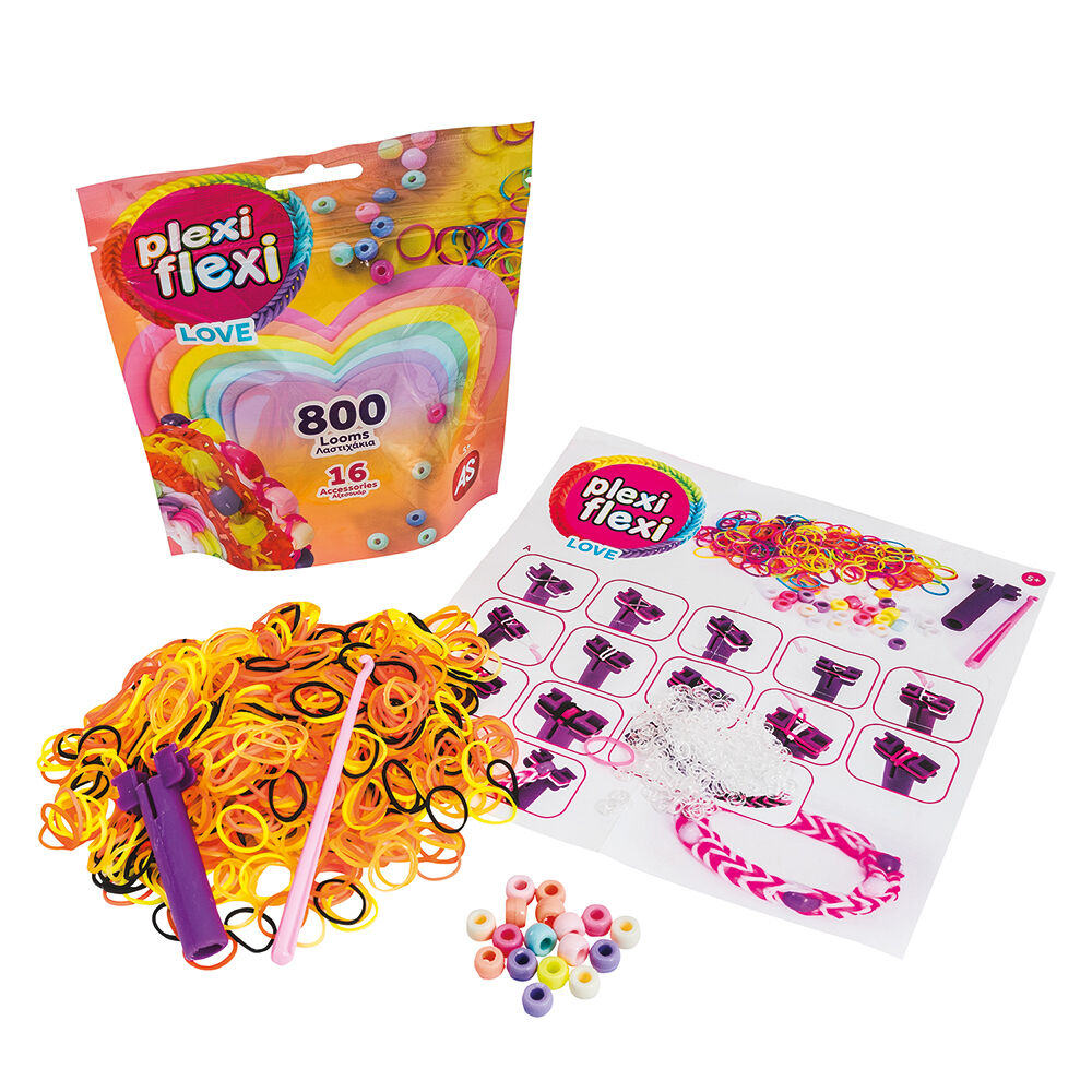 AS Plexi Flexi Love Σακουλάκι Με 800 Λαστιχάκια & 16 Αξεσουάρ (1080-25572) - Fun Planet