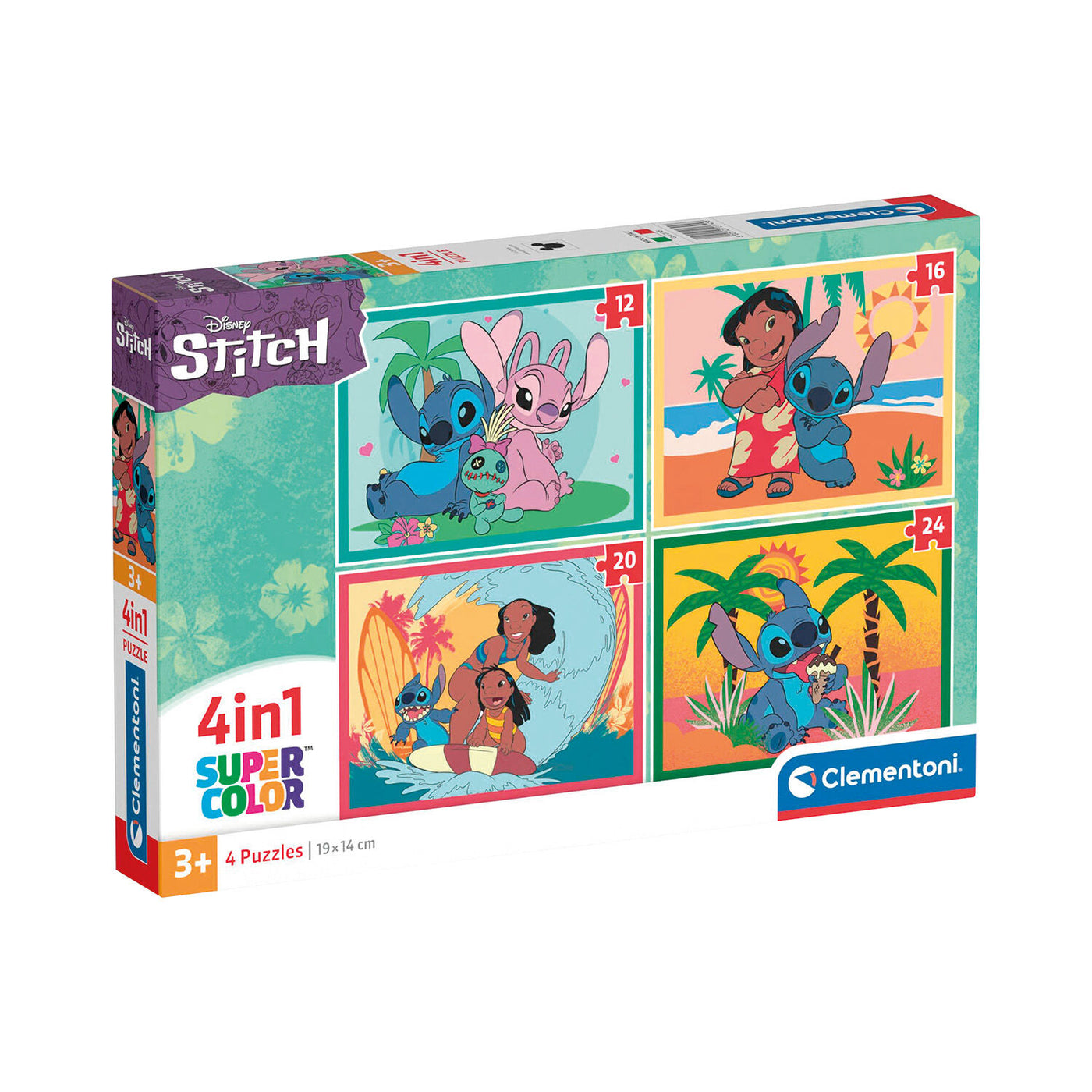 Clementoni Παιδικό Παζλ 4 in 1 Super Color Disney Stitch 12-16-20-24 τεμάχια (1200-21745) - Fun Planet