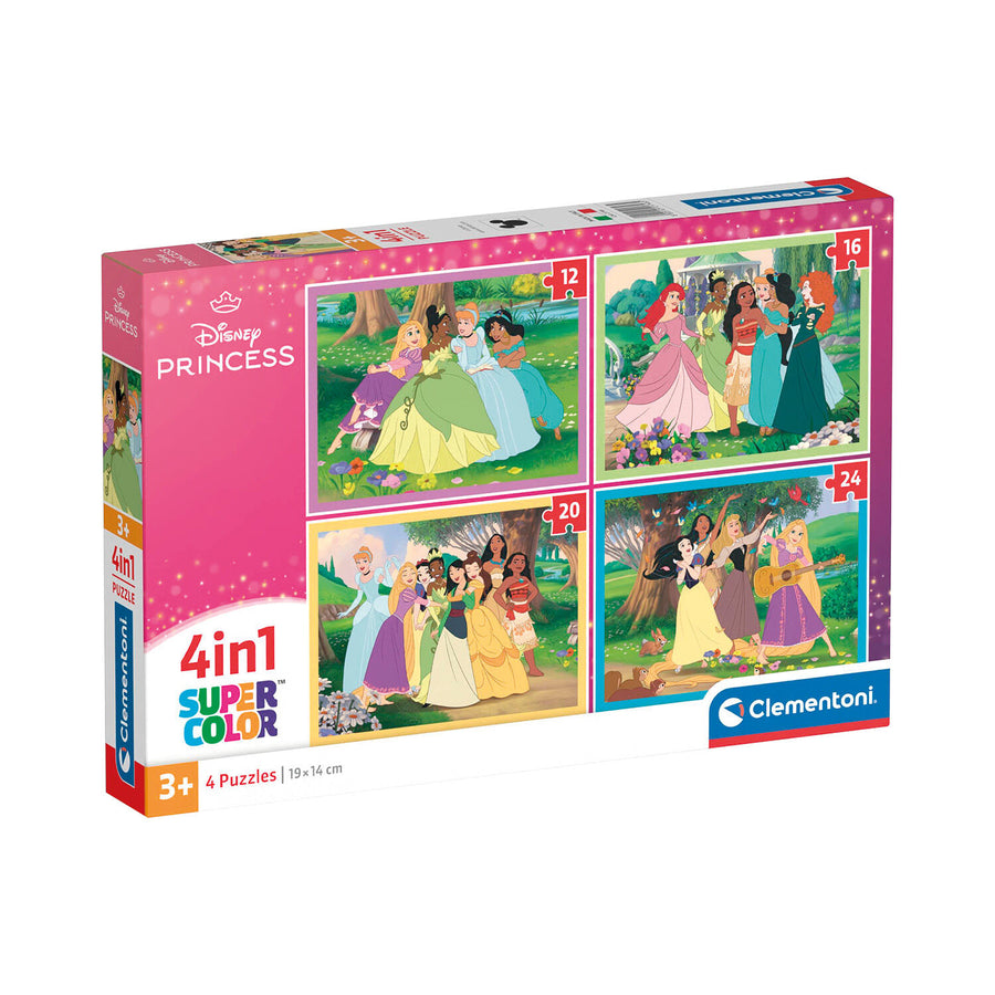 Clementoni Παιδικό Παζλ 4 in 1 Super Color Disney Princess 12-16-20-24 τεμάχια (1200-21746) - Fun Planet