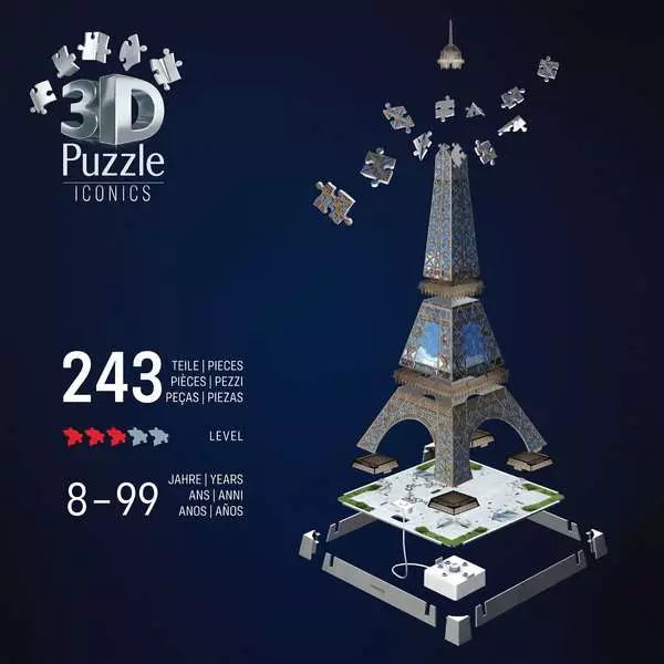 Ravensburger 3D Puzzle Iconics Πύργος του Άιφελ Night Edition 243τεμάχια (12008024)