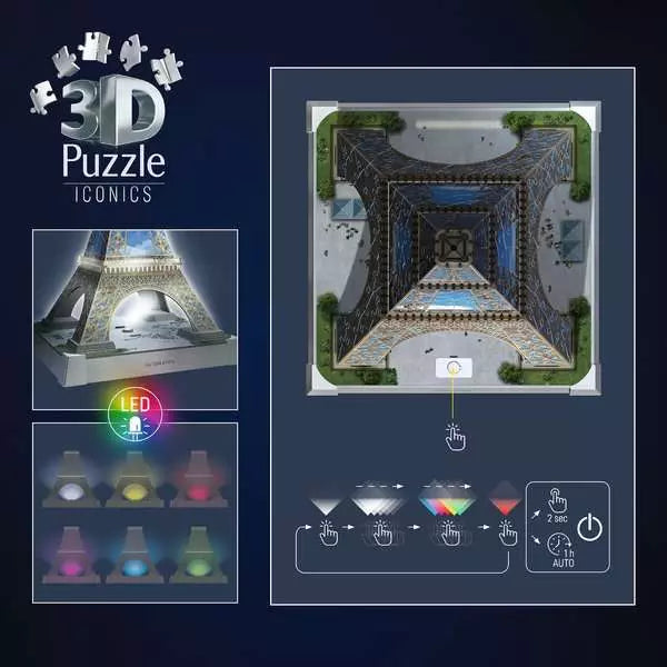 Ravensburger 3D Puzzle Iconics Πύργος του Άιφελ Night Edition 243τεμάχια (12008024)