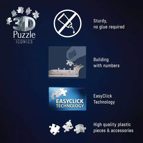 Ravensburger 3D Puzzle Iconics Πύργος του Άιφελ Night Edition 243τεμάχια (12008024)