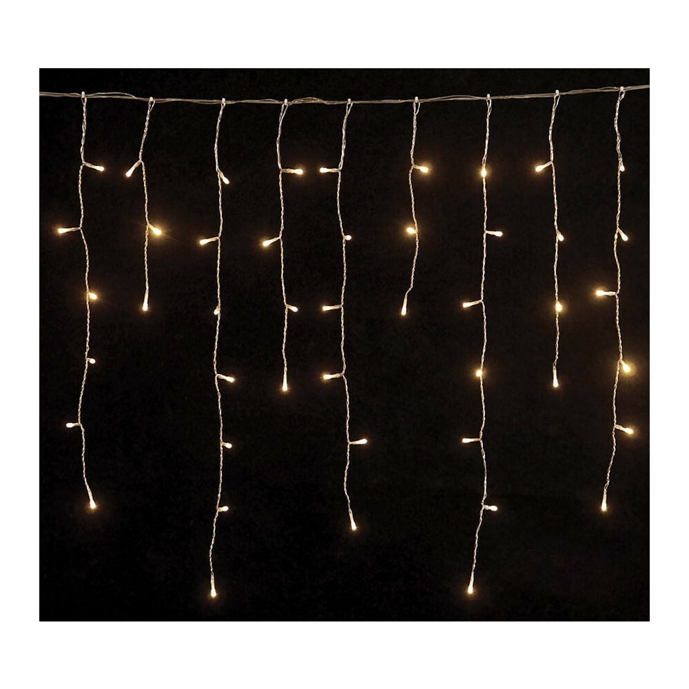 144 Led Λαμπάκια Βροχή Κουρτίνα Ασύμμετρη Επεκτεινόμενο Διάφανο Καλώδιο Θερμό Λευκό Φως Εξωτερικού Χώρου (XLALED144IWW/31V)