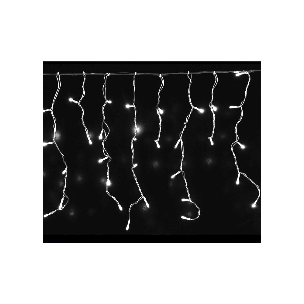 144 Led Λαμπάκια Βροχή Κουρτίνα Ασύμμετρη Επεκτεινόμενο Διάφανο Καλώδιο Ψυχρό Λευκό Φως Εξωτερικού Χώρου (XLALED144ICC/31V)