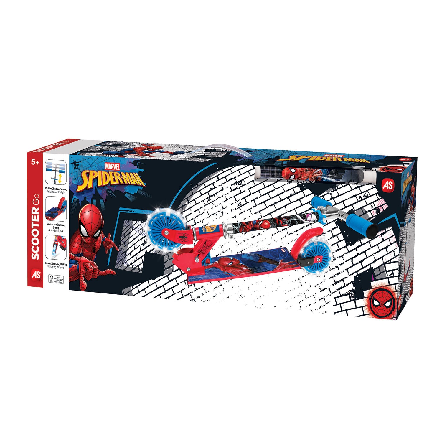 Λαμπάδα AS Παιδικό Πατίνι Με 2 Φωτιζόμενες Ρόδες Marvel Spider-Man (1500-50288) - Fun Planet