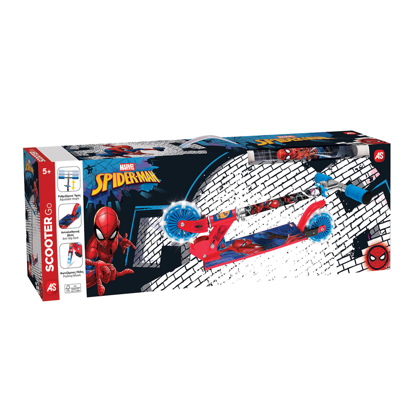 Λαμπάδα AS Παιδικό Πατίνι Με 2 Φωτιζόμενες Ρόδες Marvel Spider-Man (1500-50288) - Fun Planet