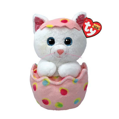 TY Beanie Boos Giggles Χνουδωτή Γατούλα Σε Αυγό Λευκό & Ροζ 15εκ (1607-37369)
