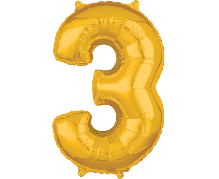Μπαλόνι Foil Balloon Νούμερο "3" Gold 66cm (A3655601) - Fun Planet