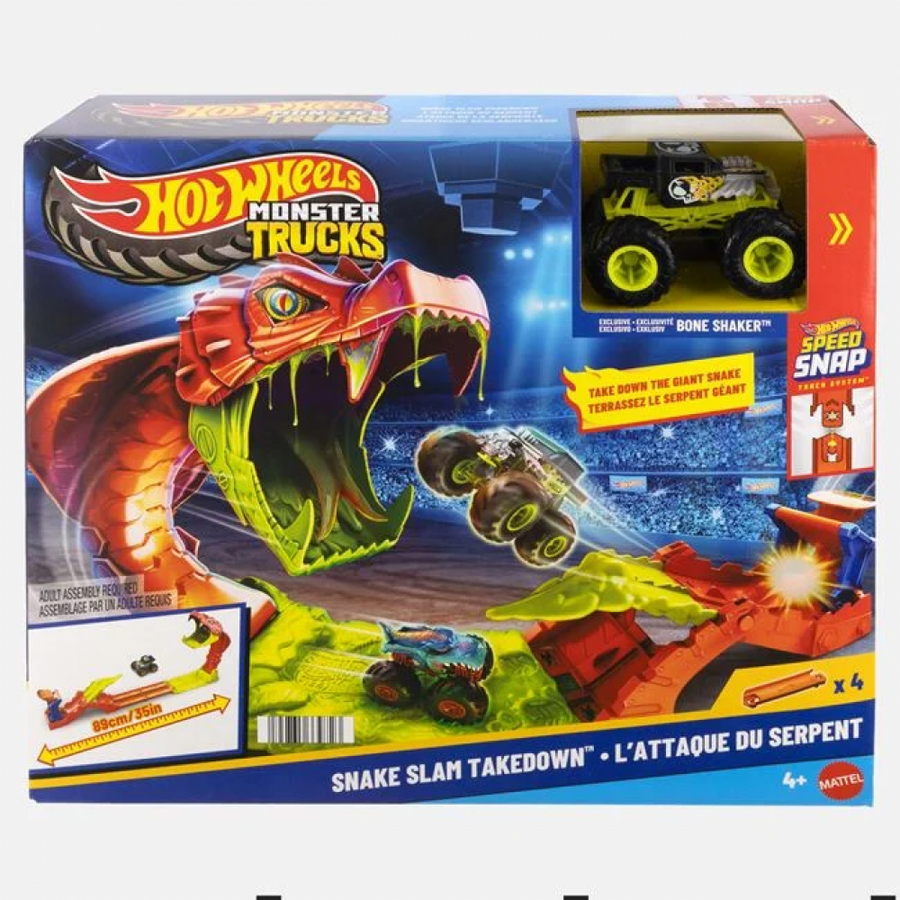 Παιχνιδολαμπάδα Hot Wheels Monster Trucks Επίθεση Φιδιού Snake Slam Takedown (JJN44) - Fun Planet