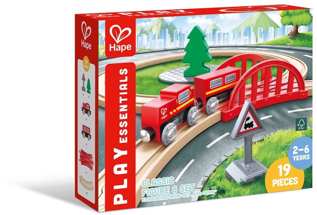 Hape Railway Ξύλινο Classic Figure 8 Τρένο Set (E3793A)