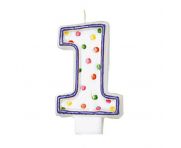 Κερί Τούρτας Polka Dots Νούμερο "1" (M176001)