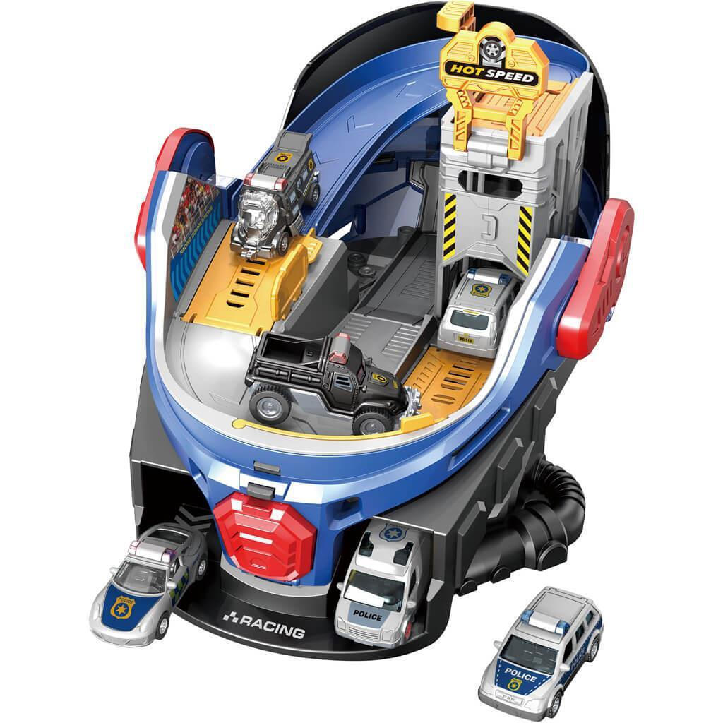 Πάρκινγκ Κράνος Μπλε με 2 Μεταλλικά Αυτοκίνητα με Φως και Ήχο 27x20x29cm Luna (623198) - Fun Planet