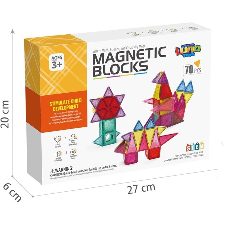 Μαγνητικά Τουβλάκια 70 τεμάχια 27x6x20εκ Luna Toys (623353) - Fun Planet