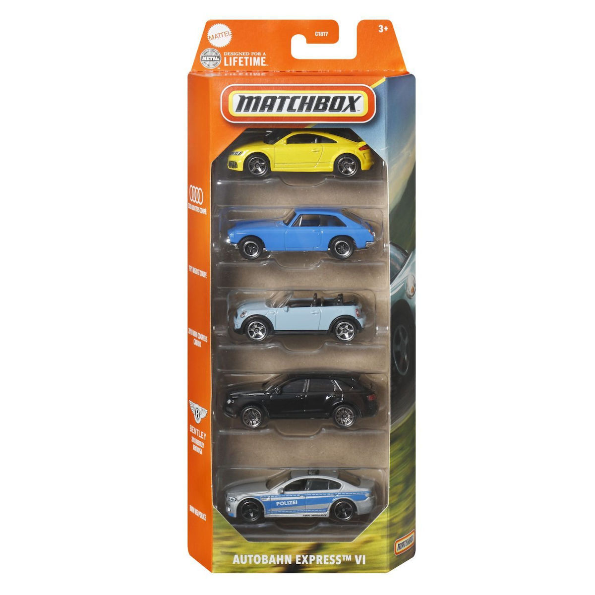 Matchbox Cars Set of 5 MBX Convertible Cruisers (JBX30)