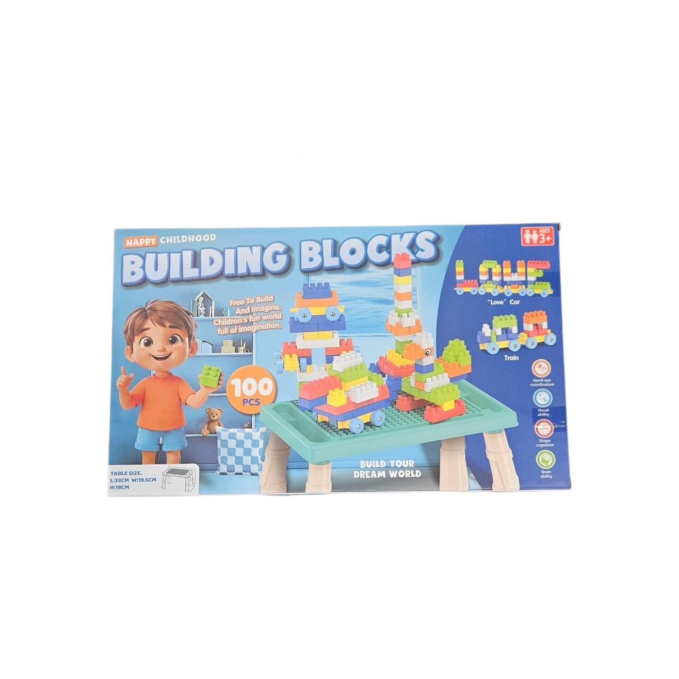 Τουβλάκια 100 τεμάχια Blocks με Τραπεζάκι (6691-6)