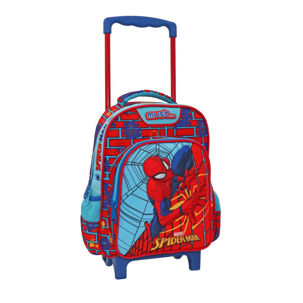Σχολική Τσάντα Τρόλεϊ Νηπίου 27x10x31εκ 2 Θήκες Spider-Man On The Wall Must (508125) - Fun Planet