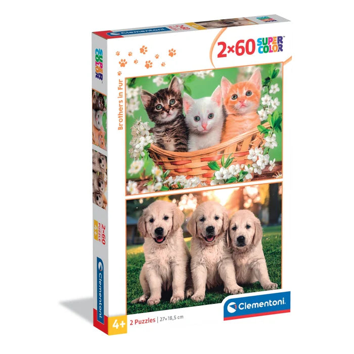 Clementoni Παζλ 2X60 Special Color Brothers in Fur (1200-24820) - Fun Planet