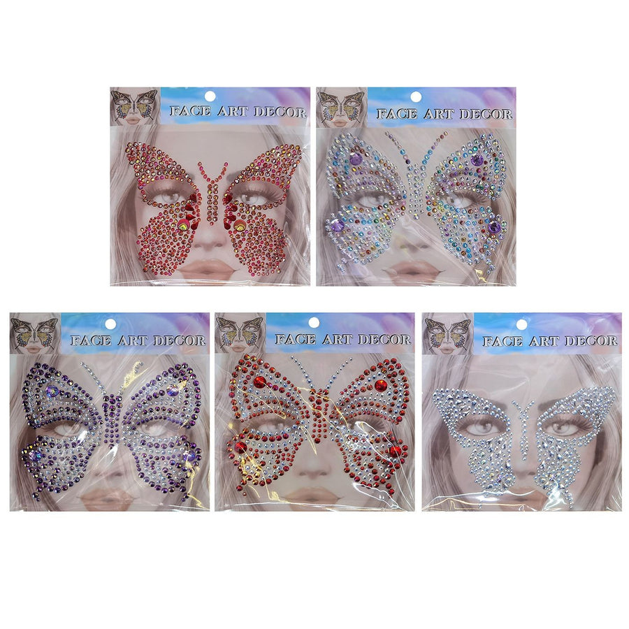 Butterfly Face Stickers Face Gems 17x17cm 1 piece (3-2465)