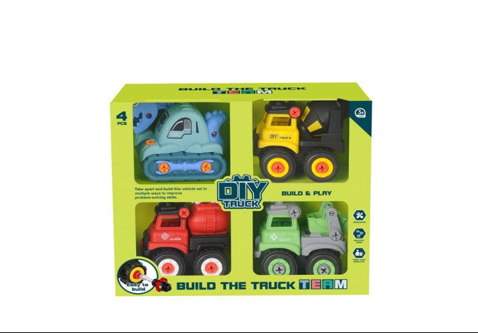 DIY Φτιάξ'το Μόνος Σου Σετ 4 Φορτηγά Συναρμολογούμενα με Βίδες και 2 Κατσαβίδια (325-A13) - Fun Planet