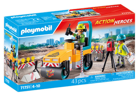 Playmobil Action Heroes Οδοστρωτήρας και Εργάτες (71751)